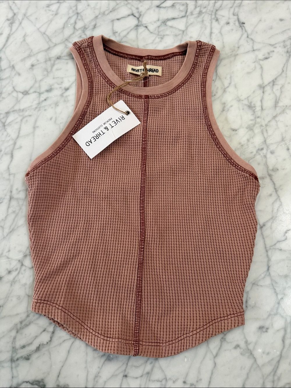 Women's NWT Madewell Waffle Knit Tank Top in Dusty Rose Rivet and Thread